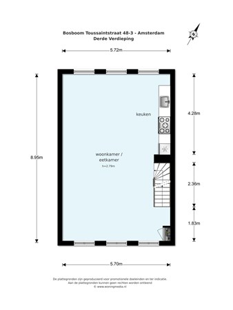 Floor plan - Bosboom Toussaintstraat 48-3, 1054 AT Amsterdam 